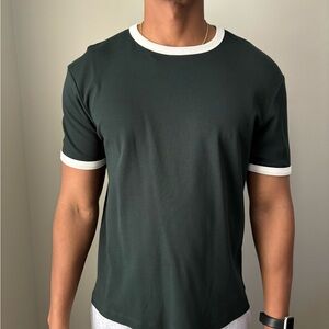 Zara Forest Green Tee with White Accents